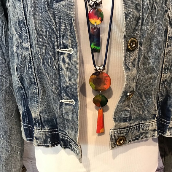 TRESKA COLORFUL POLISHED CORD LONG NECKLACE NWT - Picture 2 of 6